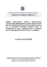 OF MUMBAI METRO RAIL PROJECT of MMRDA. Invitation for Bids(IFB)