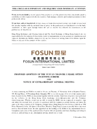 Proposed Adoption of the Yuyuan Tranche I Share Option Incentive Scheme and Notice of Extraordinary General Meeting