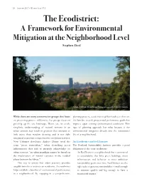 The Ecodistrict: a Framework for Environmental Mitigation at the Neighborhood Level Stephen Deal