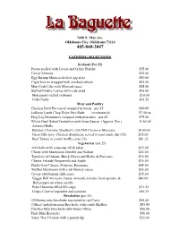 Catering Menu La Baguette Bistro