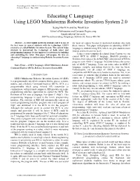 Educating C Language Using LEGO Mindstorms Robotic Invention