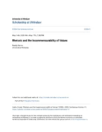 Rhetoric and the Incommensurability of Values