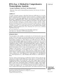 "RNA-Seq: a Method for Comprehensive Transcriptome