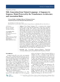 SQL Generation from Natural Language: a Sequence-To- Sequence Model Powered by the Transformers Architecture and Association Rules