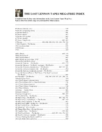 THE LOST LENNON TAPES Megatree Liners Index