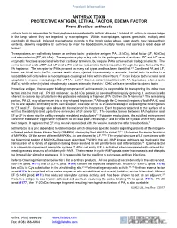 ANTHRAX TOXIN PROTECTIVE ANTIGEN, LETHAL FACTOR, EDEMA FACTOR from Bacillus Anthracis