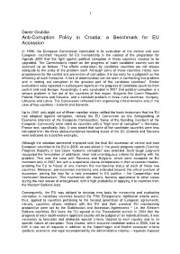 Anticorruption Policy in Croatia: Benchmark for Eu