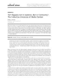 Art Happens Not in Isolation, but in Community’: the Collective Literacies of Media Fandom