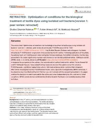 Optimization of Conditions for the Biological