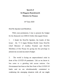Speech of Sri Buggana Rajendranath Minister for Finance 16Th June