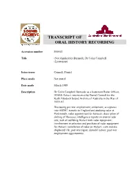 Transcript of Oral History Recording