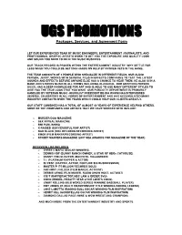 Ugspromotions@Gmail.Com Agreement and Stipulations