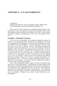 Appendixa: Navajo Wordlists