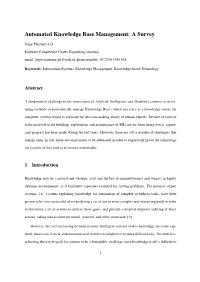 Automated Knowledge Base Management: a Survey