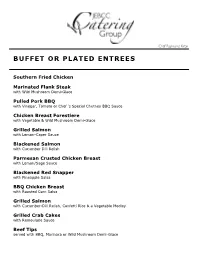 Buffet Or Plated Entrees