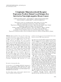 Cytoplasmic Mineralocorticoid Receptor Expression Predicts