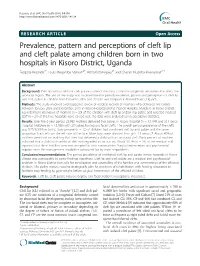 Prevalence, Pattern and Perceptions of Cleft Lip and Cleft Palate Among