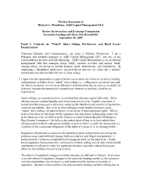 Statement of Michael A. Mendelson for Securities Lending and Short Sale