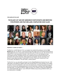 The Black List and Wif Announce Participants and Mentors for Episodic and Feature Labs, Completing 2020 Class