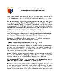 The Non-Stop Course Record of the Devizes to Westminster International Canoe Race