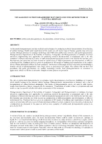 Visualization of Photogrammetric Documentation for Architecture of Cultural Heritage