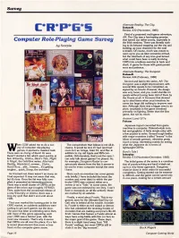 CRPGS: Computer Role-Playing Game Survey