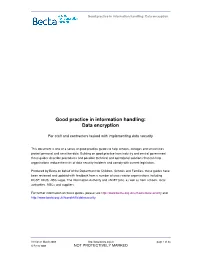 Good Practice in Information Handling: Data Encryption