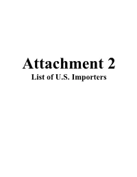 List of U.S. Importers Barcode:3973815-04 A-583-869 INV - Investigation