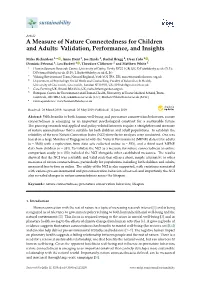 A Measure of Nature Connectedness for Children and Adults: Validation, Performance, and Insights