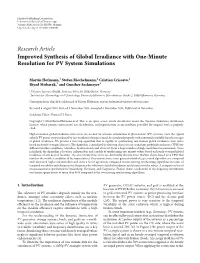Improved Synthesis of Global Irradiance with One-Minute Resolution for PV System Simulations
