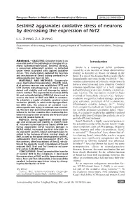 Sestrin2 Aggravates Oxidative Stress of Neurons by Decreasing the Expression of Nrf2