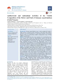 Antibacterial and Antioxidant Activities of the Volatile Composition of The