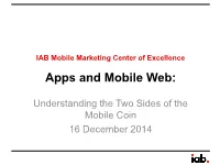 Apps and Mobile Web