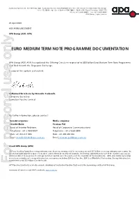Euro Medium Term Note Programme Documentation