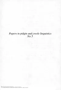 Papers in Pidgin and Creole Linguistics No. 5