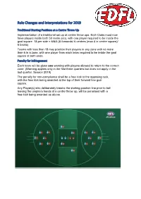 Rule Changes and Interpretations for 2019
