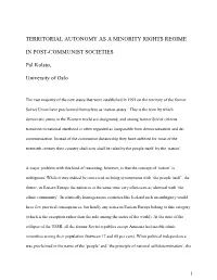 Territorial Autonomy As a Minority Rights Regime In