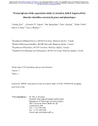 Transcriptome-Wide Association Study of Attention Deficit Hyperactivity Disorder Identifies Associated Genes and Phenotypes