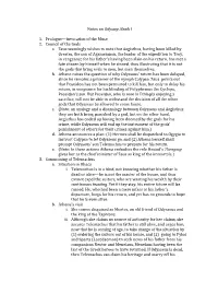 Notes on Odyssey Book I