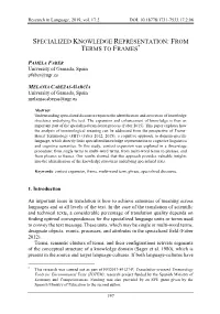 Specialized Knowledge Representation: from Terms to Frames*