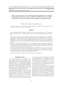 Utilization of Anthropometry in the Sphere of Sitting and Bed Furniture