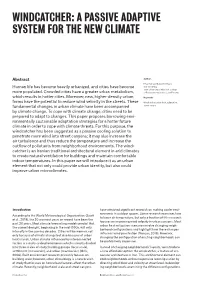 Windcatcher: a Passive Adaptive System for the New Climate