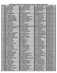 44Th Batch (July-December/2019 Session) Student Information Roll Student's Name Father's Name Mother's Name Result 1 MD