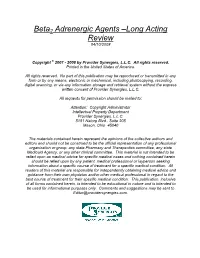 Beta Adrenergic Agents