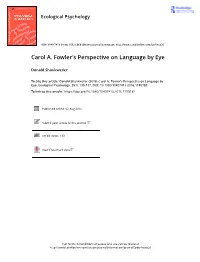 Carol A. Fowler's Perspective on Language by Eye