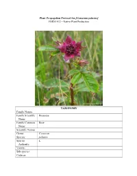 Draft Plant Propagation Protocol