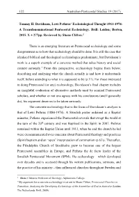 Tommy H. Davidsson, Lewi Pethrus’ Ecclesiological Thought 1911-1974: a Transdenominational Pentecostal Ecclesiology