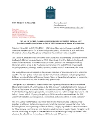 DECORATIVE ARTS GALLERY New Self-Guided Gallery to Open As Part of 250Th Anniversary of Salem, NC Celebration