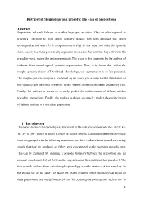 Distributed Morphology and Prosody: the Case of Prepositions Abstract