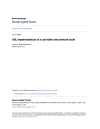 HDL Implementation of a Controller Area Network Node